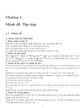 Bài tập trắc nghiệm Đại số Lớp 10 - Chương 1 Mệnh đề tập hợp - Cao Thành Thái